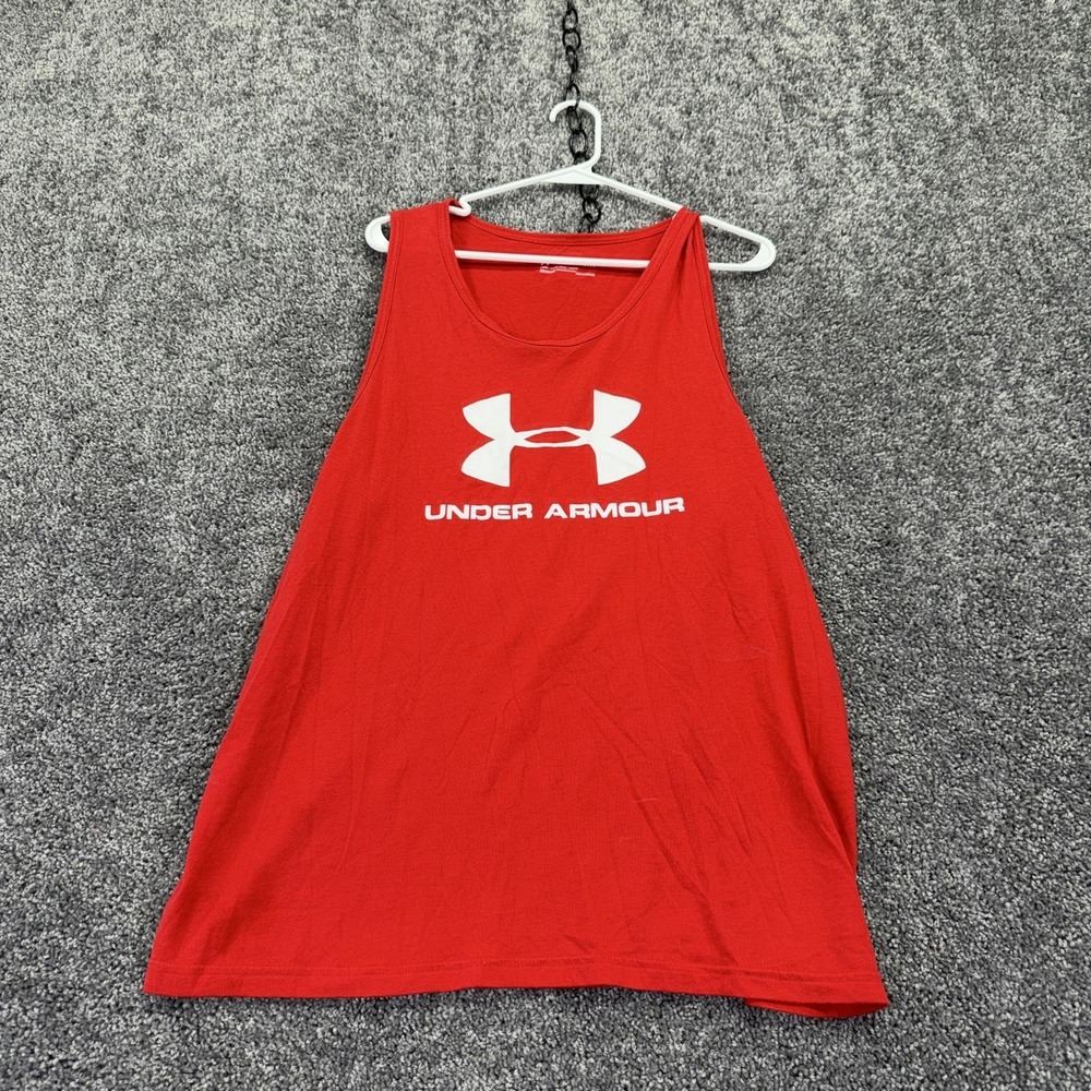 Under Armour Tank Top Mens XL Red HeatGear Sleeveless Loose Fit Gym Training